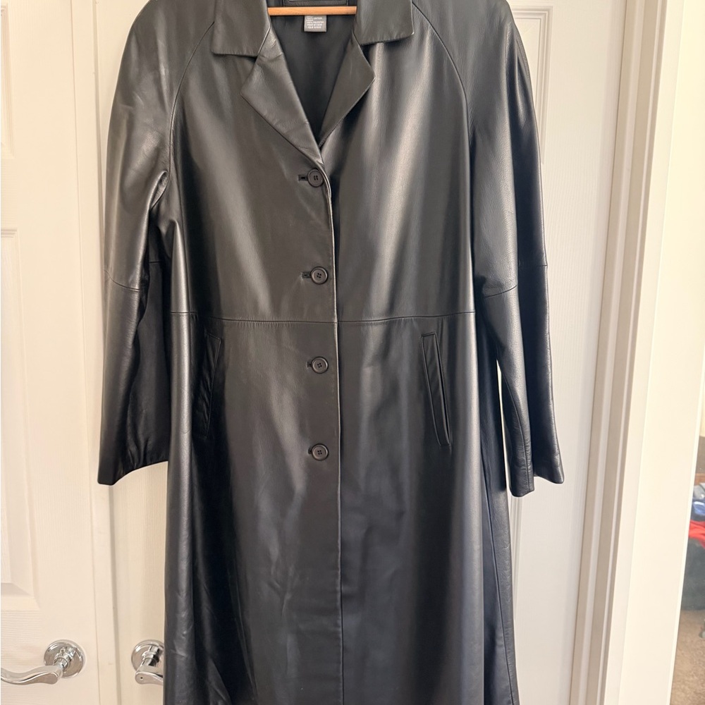 Women's Long Black Leather Jacket
